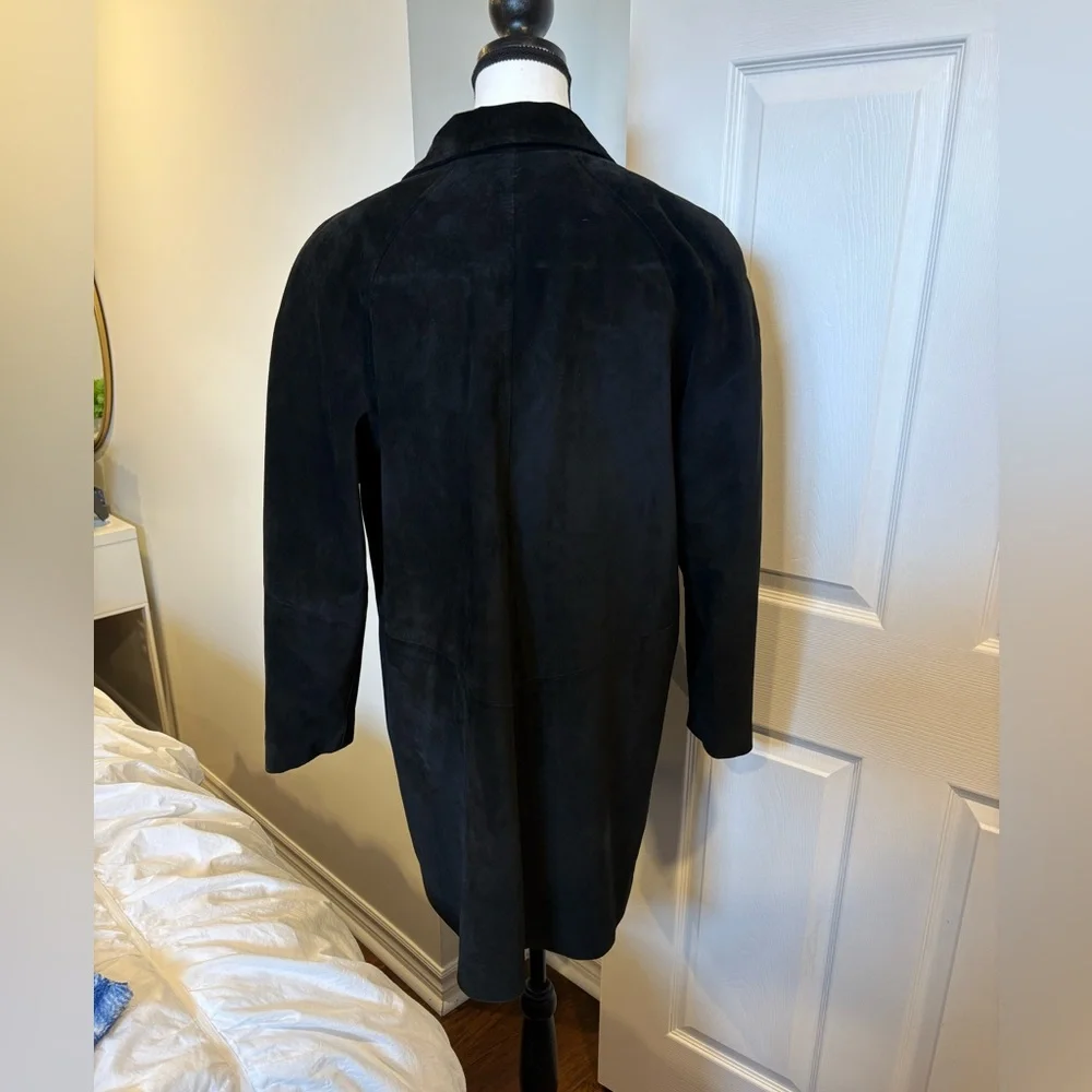 Danier Genuine Leather Suede Coat-Black Longline Zip Jacket - Picture 7 of 9